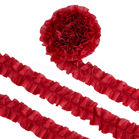 5 Yards Polyester Ruffled Trimming Lace Ribbon OCOR-WH0091-76A-1