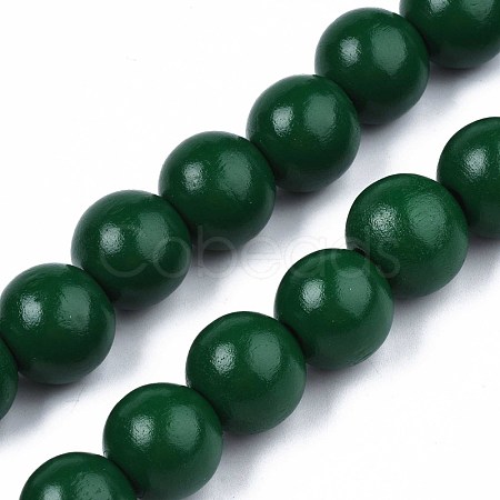 Spray Painted Natural Wood Beads Strands WOOD-S053-57C-1