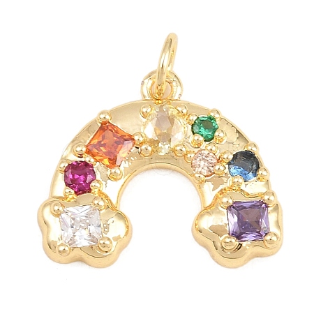 1Pc Brass Micro Pave Cubic Zirconia Pendants KK-YW0003-90-1