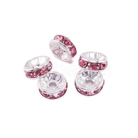 Rondelle Brass Rhinestone Spacer Beads FS-WG29681-59-1