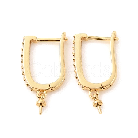 Rack Plating Brass Micro Pave Cubic Zirconia Hoop Earring Finding KK-C021-12G-1
