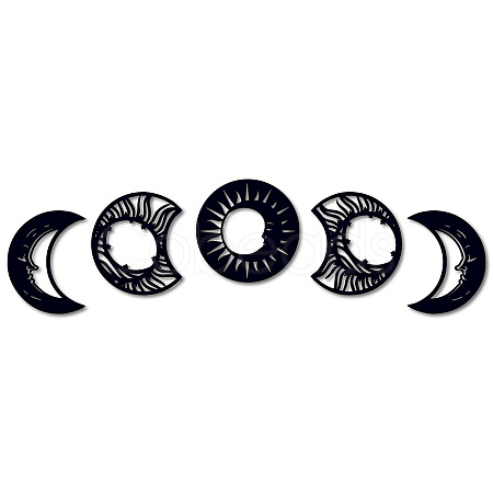 Wood Moon Phase Pendant Decoration HJEW-WH20013-007-1