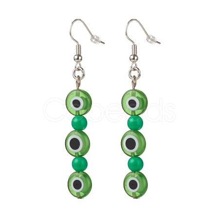 Lampwork Evil Eye & Acrylic Beaded Dangle Earrings EJEW-JE04972-03-1
