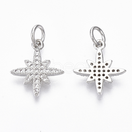 Brass Micro Pave Clear Cubic Zirconia Charms ZIRC-R109-011P-NF-1