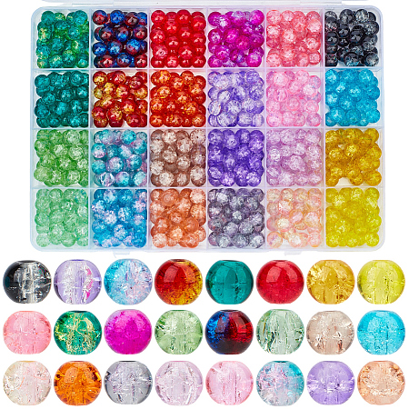600Pcs 24 Colors Spray Painted Crackle Glass Beads CCG-PA0001-04-1