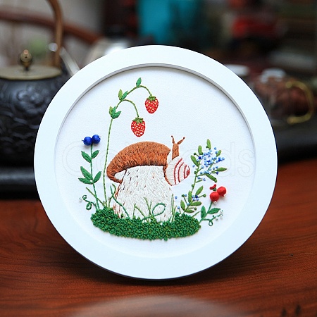 DIY Mushroom Pattern Embroidery Starter Kits DIY-L068-01E-1