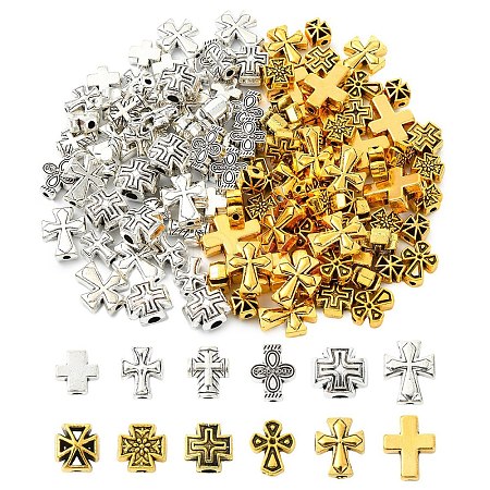 120Pcs 12 Styles Tibetan Style Zinc Alloy Beads FIND-YW0011-84-1