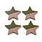 Opaque Resin & Walnut Wood Pendants, Two Tone, Star, Olive Drab, 26x28.5x3mm, Hole: 1.8mm