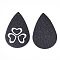 PU Leather Big Pendants, teardrop, with Shamrock Pattern, Irish Charms, Black, 56x37x1.5mm, Hole: 1.2mm