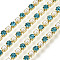 Brass Rhinestone Strass Chains, with ABS Plastic Imitation Pearl, Rhinestone Cup Chain, Grade A, Raw(Unplated), Aquamarine, 2x2mm, 4000pcs rhinestone/bundle, about 32.8 Feet(10m)/bundle