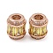 Rack Plating Brass Micro Pave Cubic Zirconia European Beads, Long-Lasting Plated, Lead Free & Cadmium Free, Column, Rose Gold, Yellow, 11.5x10mm, Hole: 4.5mm