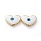 Golden Tone Brass Beads, with Enamel, Heart with Evil Eye, White, 14x20x5mm, Hole: 1.8mm