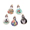 Alloy Enamel Pendants, Bulb, Mixed Color, Golden, 25x15x1.5mm, Hole: 1.8mm