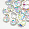 Pointed Back Glass Rhinestone Cabochons, Back Plated, Faceted, teardrop, Crystal AB, 8x6x3mm