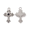 Alloy Pendant with Enamel, Cross, Platinum, Black, 55.5x38.5x5mm, Hole: 5.5mm