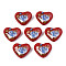 Flower Printed Opaque Acrylic Heart Beads, FireBrick, 16x19x8mm, Hole: 2mm