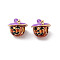 Halloween Rack Plating Brass Enamel European Beads, Long-Lasting Plated, Cadmium Free & Lead Free, Large Hole Beads, Pumpkin with Hat, Real 18K Gold Plated, 12x13.5mm, Hole: 4.2mm