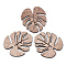 Undyed Wooden Pendants, Tropical Leaf Charms, Monstera Leaf, Camel, 49x45x3mm, Hole: 1mm