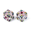 Polymer Clay Rhinestone Beads with Square Acrylic CLAY-T022-03H-2