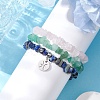 3Pcs 3 Styles Natural Green Aventurine & Rose Quartz & Lapis Lazuli Chips Stretch Bracelets Sets BJEW-JB11076-02-3