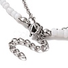 Glass Seed Beaded & 304 Stainless Steel Cable Chain Double Layer Necklace NJEW-TA00074-6