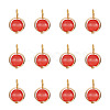12Pcs Brass & Glass Imitation Cat Eye Round Charms PALLOY-TAC0237-05-2
