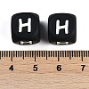 20Pcs Black Cube Letter Silicone Beads 12x12x12mm Square Dice Alphabet Beads with 2mm Hole Spacer Loose Letter Beads for Bracelet Necklace Jewelry Making JX433H-3