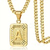 Rectangle with Letter Pattern 304 Stainless Steel Pendant Necklaces FS-WGFC766-09-1