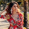 2 Pairs 2 Colors Polyester Tassel with Pompom Boho Chandelier Earrings EJEW-AN0001-75-4