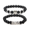 2Pcs Couple Alloy Star Owl & Synthetic Turquoise Stretch Bracelets Sets RY2820-2-1