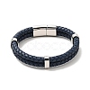 Leather Braided Double Loops Multi-strand Bracelet with 304 Stainless Steel Magneti Clasp for Men Women BJEW-C021-16-P-3