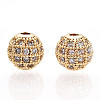 Rack Plating Brass Cubic Zirconia Beads ZIRC-S001-8mm-A01-3