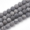 Natural Black Wood Lace Stone Wooden Jasper Beads Strands G-T106-012-1