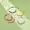 Brass Tiny Cross Charms Braided Beaded Bracelets for Women BJEW-JB08743-6