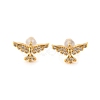 Eagle Brass Micro Pave Clear Cubic Zirconia Stud Earrings EJEW-B131-06G-4