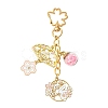 Flower Alloy Enamel & Glass Pendant Decorations HJEW-YW00200-01-1