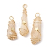 Electroplated Natural Quartz Crystal Dyed Copper Wire Wrapped Pendants PALLOY-JF02326-07-1