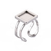 Tarnish Resistant 201 Stainless Steel Cuff Pad Ring Settings STAS-S080-041A-P-1