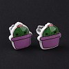 Acrylic Cute Plants Stud Earrings with Plastic Pins for Women EJEW-F293-01D-3