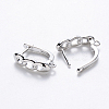 Brass Hoop Earring Findings with Latch Back Closure KK-T048-024P-NF-2
