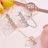 2Pcs 2 Colors Crystal Rhinestone Flower Full Finger Ring Hand Chain RJEW-AN0001-03-7
