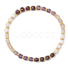 Natural Rose Quartz & Garnet & Rainbow Moonstone & Amethyst Beaded Stretch Bracelets BJEW-JB13485-01-2
