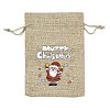 Christmas Printed Burlap Packing Pouches Drawstring Bags ABAG-Q053-02A-07-1