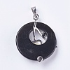 Natural Dyed & Heated Black Agate Pendants G-F546-A16-3