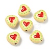 Heart Pattern Handmade Porcelain Enamel Beads PORC-G016-03I-1