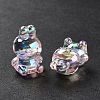 UV Plating Rainbow Iridescent Acrylic Beads OACR-H015-08-5