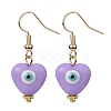 Resin Heart with Evil Eye Dangle Earrings EJEW-JE05278-2