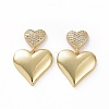 Clear Cubic Zirconia Heart Dangle Stud Earrings EJEW-F304-09G-1