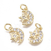 Brass Micro Pave Cubic Zirconia Charms ZIRC-F111-20G-1