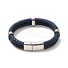 Leather Braided Double Loops Multi-strand Bracelet with 304 Stainless Steel Magneti Clasp for Men Women BJEW-C021-16-P-2